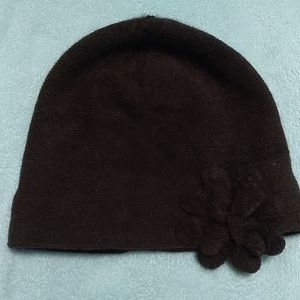 Brown wool flower hat